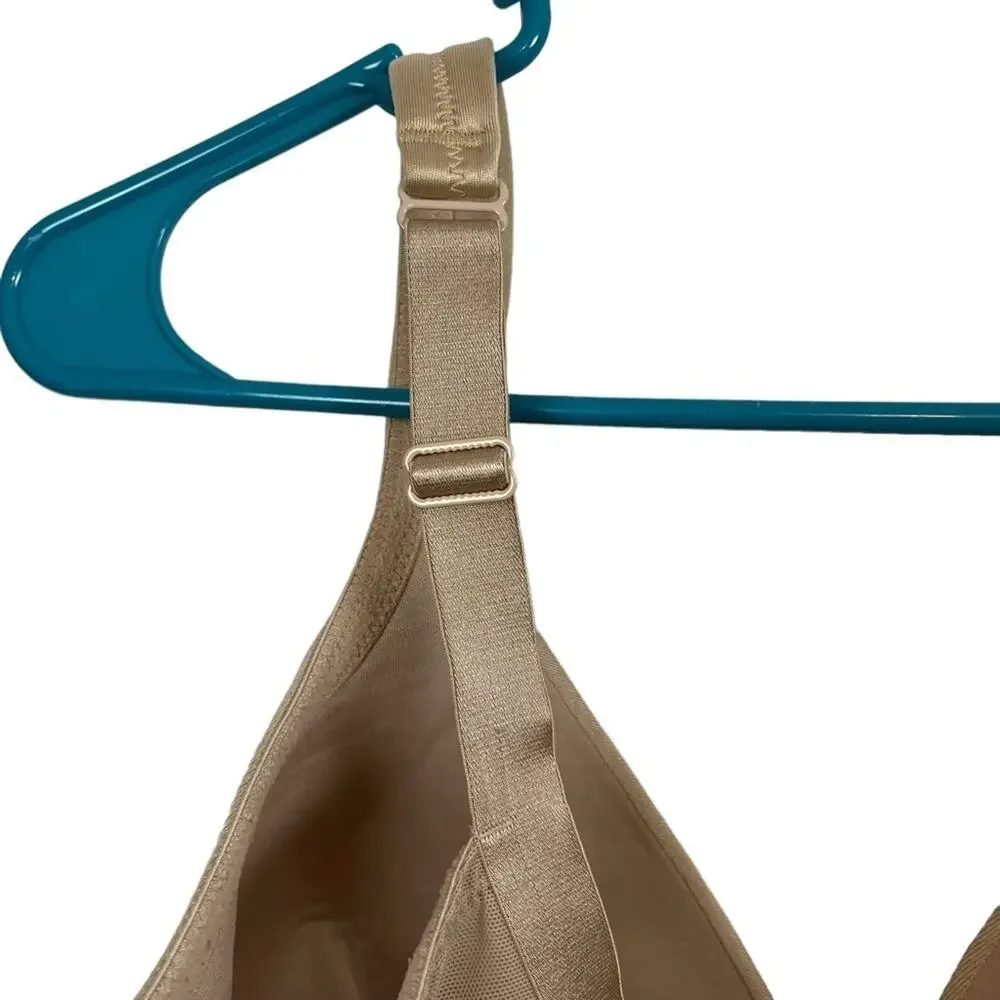 CACIQUE LIGHTLY LINED FULL COVERAGE Beige Tan Smooth Underwire Bra Satin 44DDD